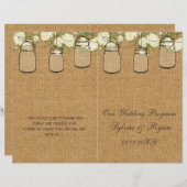 burlap ivoire roses mason jarres programmes pliés (Devant / Derrière)