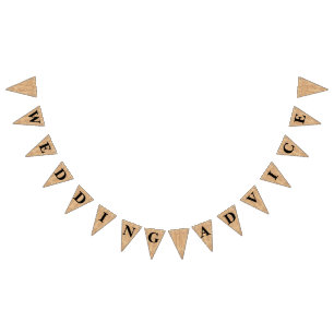 Burlap Jute Bunting "Wedding Advice" Vlaggetjes