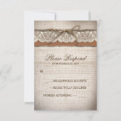 burlap kant boom rustieke land bruiloft RSVP kaart (Achterkant)