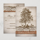 burlap kant boom rustieke land bruiloft RSVP kaart (Voorkant / Achterkant)