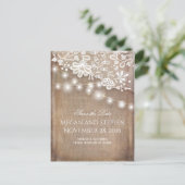 Burlap Kant en String Lights Rustiek Save the Date Aankondigingskaart (Staand voorkant)