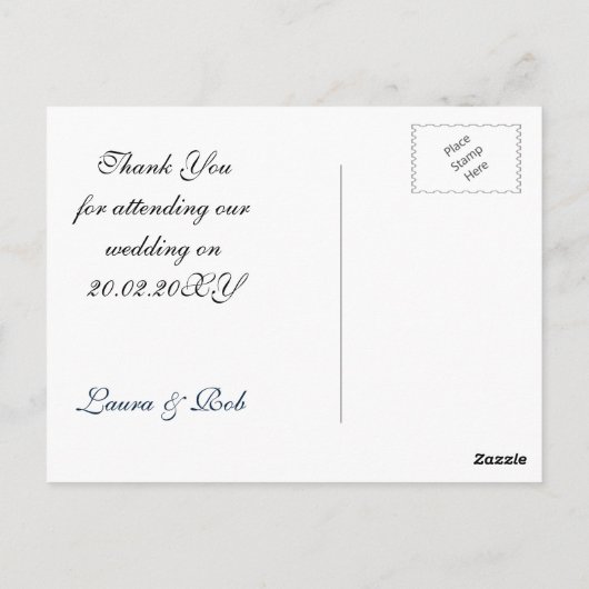 burlap kant, rustige bruiloft Dank je Briefkaart (Achterkant)