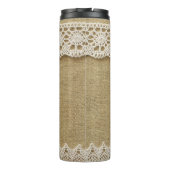 Burlap, kantstof textuur. thermosbeker (Achterkant)