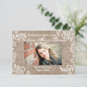 Burlap & Lace - 3x5 Faire-part de graduation (Debout devant)