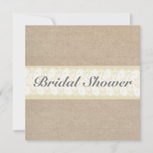 Burlap & Lace Bridal Shower Invitation Kaart (Voorkant)