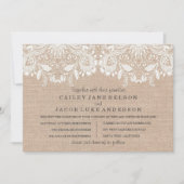 Burlap & Lace bruiloft uitnodiging (Voorkant)