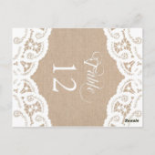 Burlap Lace Doily Trouwtafel Nummer Tafel Kaarten (Achterkant)