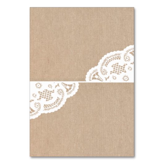 Burlap Lace Doily Trouwtafel Plaats Kaarten (Voorkant)