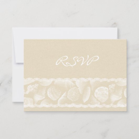 Burlap Lace en Zee Shell Wedding RSVP (Voorkant)