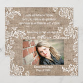 Burlap & Lace - Faire-part de diplôme (Devant / Derrière)