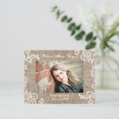 Burlap & Lace - Faire-part de diplôme carte postal (Debout devant)