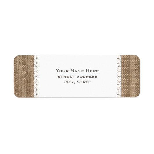 Burlap & Lace geïnspireerd adreslabel Etiket (Voorkant)