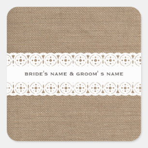 Burlap & Lace geïnspireerd bruiloft Sticker