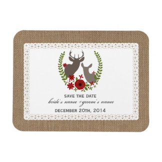 Burlap + Lace geïnspireerd herten Kerstmis Opslaan Magneet