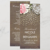 Burlap Lace Gold Confetti Rustic Wedding Programme (Devant / Derrière)