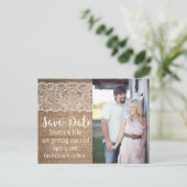 Burlap & Lace, Mariage Enregistrer la date Carte p (Debout devant)
