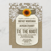 Burlap Lace Mason Jar Bruiloft Uitnodigingen (Voorkant / Achterkant)