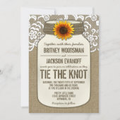 Burlap Lace Mason Jar Mariage Invitations (Devant)
