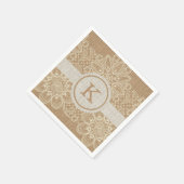 Burlap & Lace-monogram Servetten (Hoek)