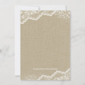 Burlap Lace Pearl Princess Baby shower Rustiek Chi Kaart (Achterkant)