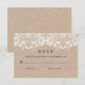 Burlap & Lace RSVP-kaart RSVP Kaartje (Voorkant / Achterkant)