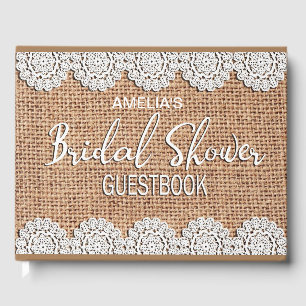 Burlap Lace Rustic Fête des mariées livre d'or