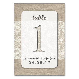 Burlap Lace Rustieke Trouwtafel Nummer Kaart 1