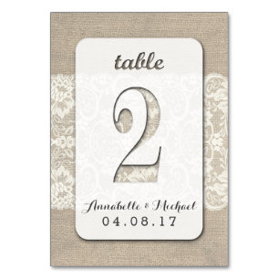 Burlap Lace Rustieke Trouwtafel Nummer Kaart 2