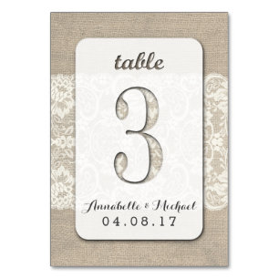 Burlap Lace Rustieke Trouwtafel Nummer Kaart 3
