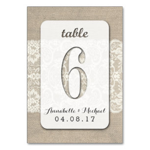 Burlap Lace Rustieke Trouwtafel Nummer Kaart 6