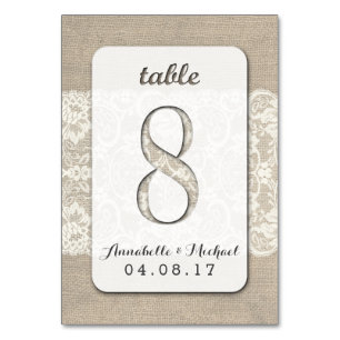 Burlap Lace Rustieke Trouwtafel Nummer Kaart 8