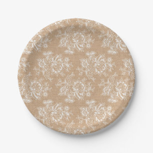 Burlap & Lace Shabby Chic Floral Paper Bord