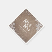 Burlap Lace Silglitter Mr & Mrs Rustic bruiloft Servet (Hoek)