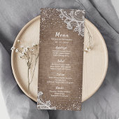 Burlap Lace Silglitter Rustige trouwmenu Menu