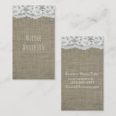 Burlap & Lace Simple Rustic Country Elegant Chic Visitekaartje (Voorkant / Achterkant)