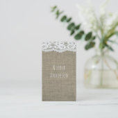Burlap & Lace Simple Rustic Country Elegant Chic Visitekaartje (Staand voorkant)