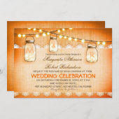 Burlap Lace String Lights en Mason Jars bruiloft Kaart (Voorkant / Achterkant)