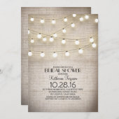 Burlap Lace String Lights Rustiek vrijgezellenfees Kaart (Voorkant / Achterkant)