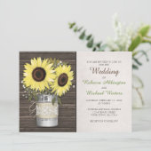 Burlap & Lace Tin Can Sunflower Wedding Invitation Kaart (Staand voorkant)