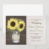 Burlap & Lace Tin Can Sunflower Wedding Invitation Kaart (Voorkant / Achterkant)