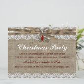 Burlap & Lace Vintage-kerstfeest Kaart (Staand voorkant)