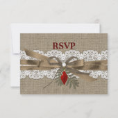 Burlap & Lace Vintage Kerstfeest RSVP (Achterkant)