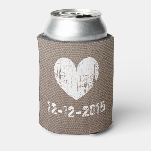 Burlap land chique bruiloft koelboxxen met hart blikjeskoeler (Blikje Achterkant)