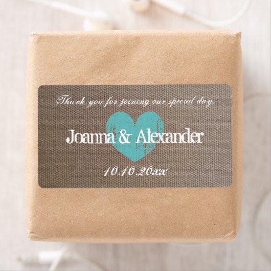 Burlap land chique bruiloft water fles labels (Insitu)