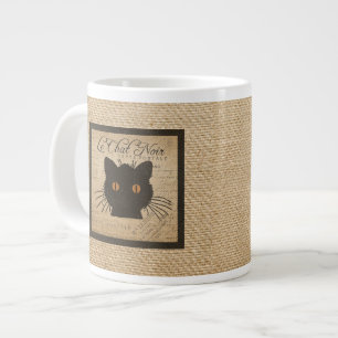 Burlap Le Chat Noir frans zwarte kat Extra Grote Mok