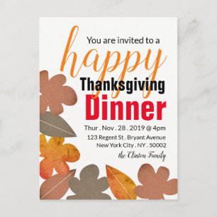 Burlap Leaf, Dîner Bon thanksgiving Invitation