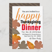 Burlap Leaf, Happy Thanksgiving Dinner Kaart (Voorkant / Achterkant)