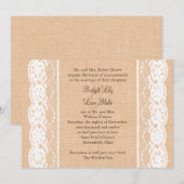 Burlap léger et Faire-part de mariage de dentelle (Devant / Derrière)