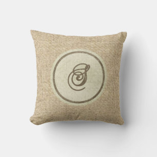 Burlap lettre rustique S coussin décoratif