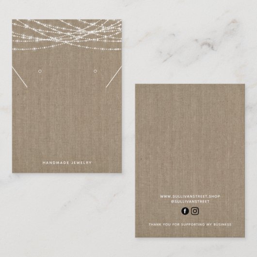 Burlap Lights Collier Boucles d'oreilles Carte d'a (Devant / Derrière)